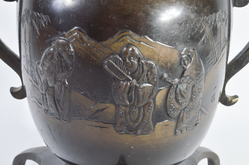 Cast Bronze Footed Urn