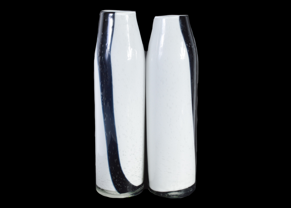 Pair of Control Bubble Art Glass Vases
