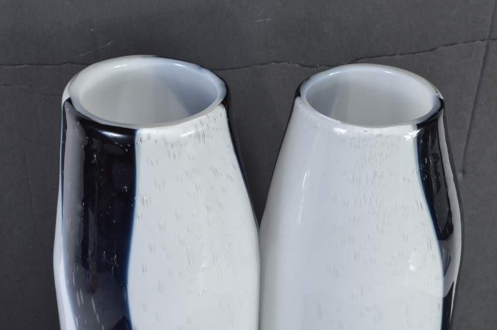 Pair of Control Bubble Art Glass Vases