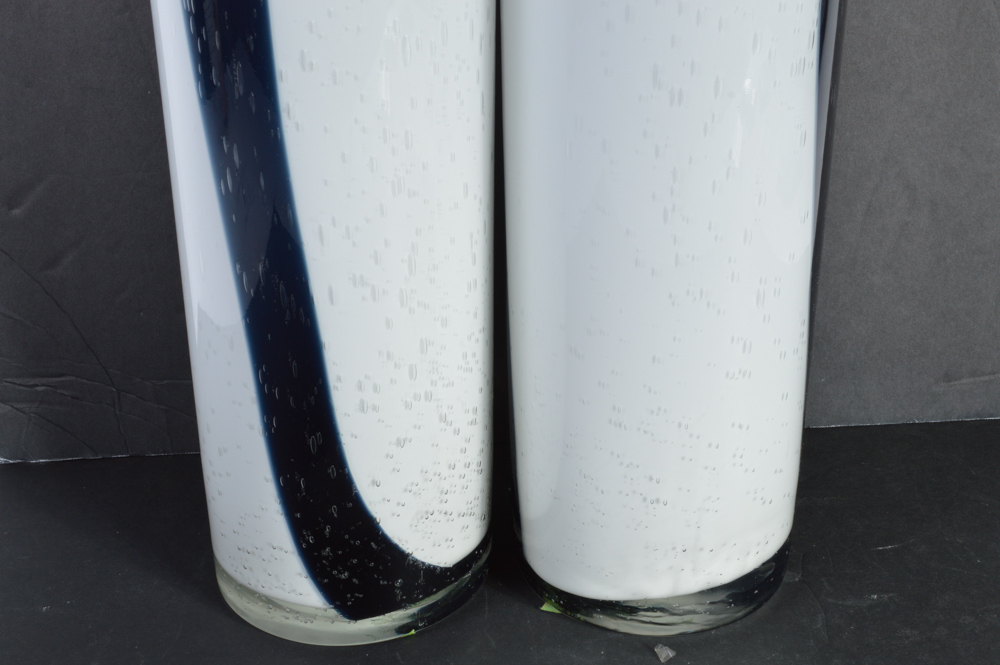 Pair of Control Bubble Art Glass Vases