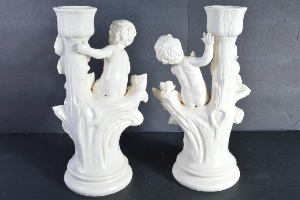 Pair of Holland Cherubic Candle Holders