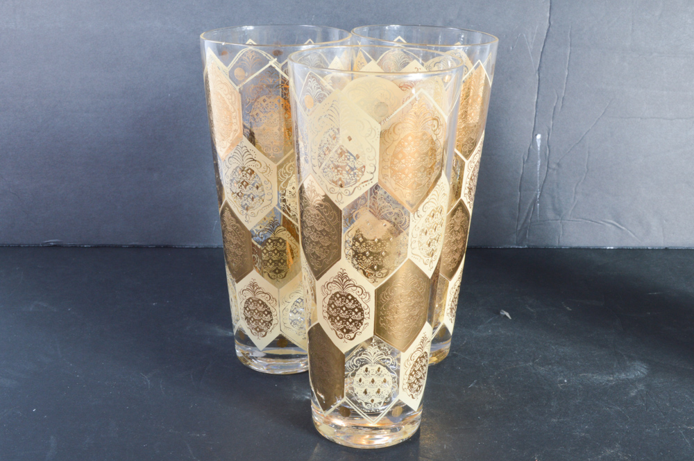 Mid-Century Decanter and Three Glasses