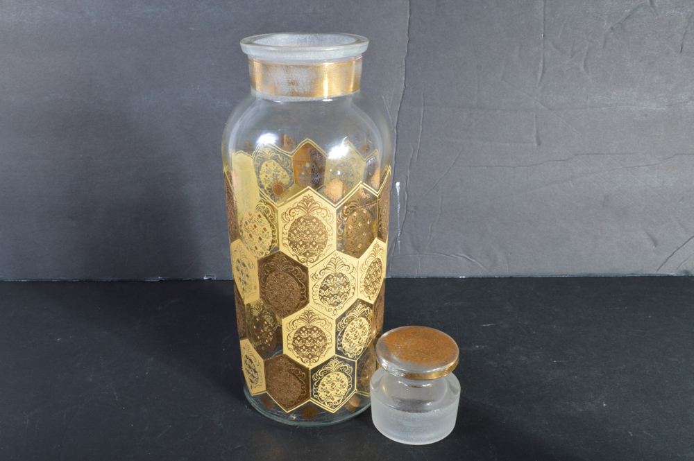 Mid-Century Decanter and Three Glasses