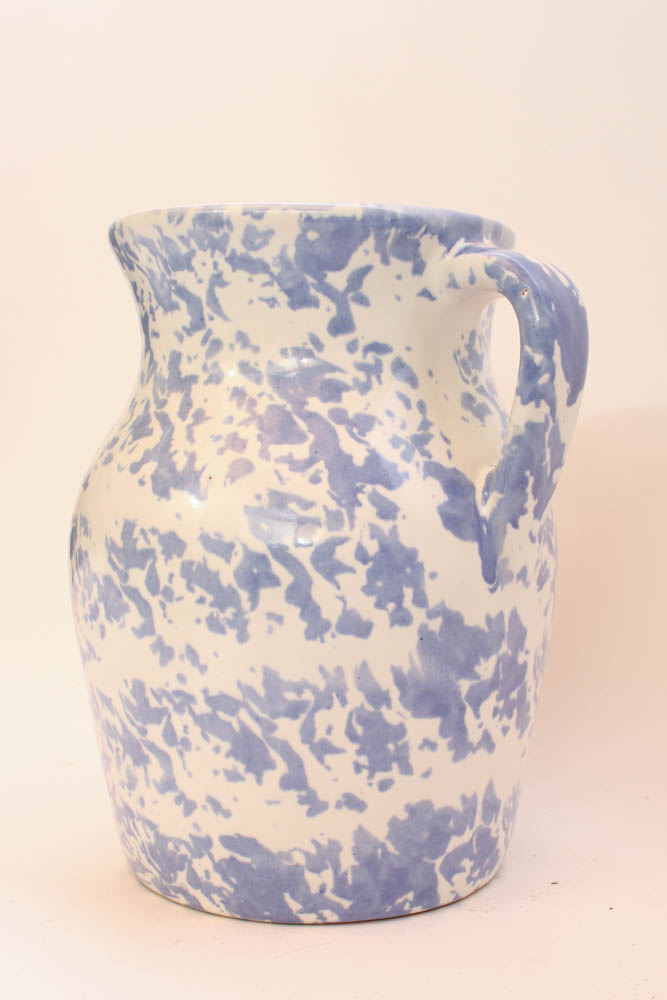 Bybee Pottery Blue Spongeware Pitchers