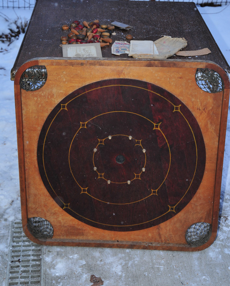 Vintage Carrom Game Board With Samsonite Card Table