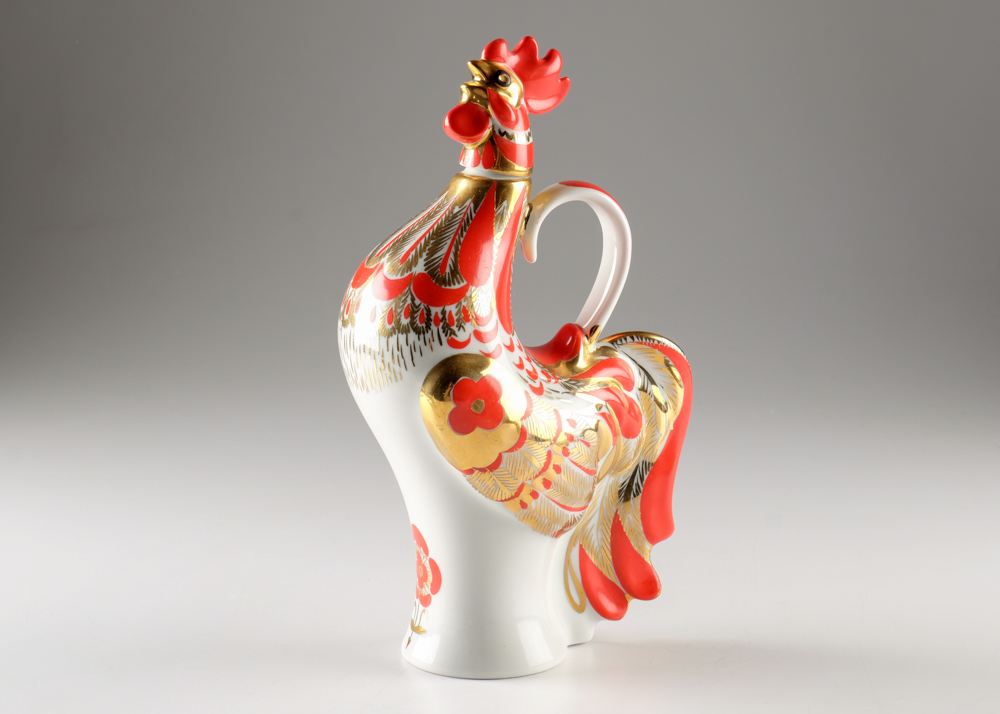 Vintage Russian Porcelain Rooster Decanter