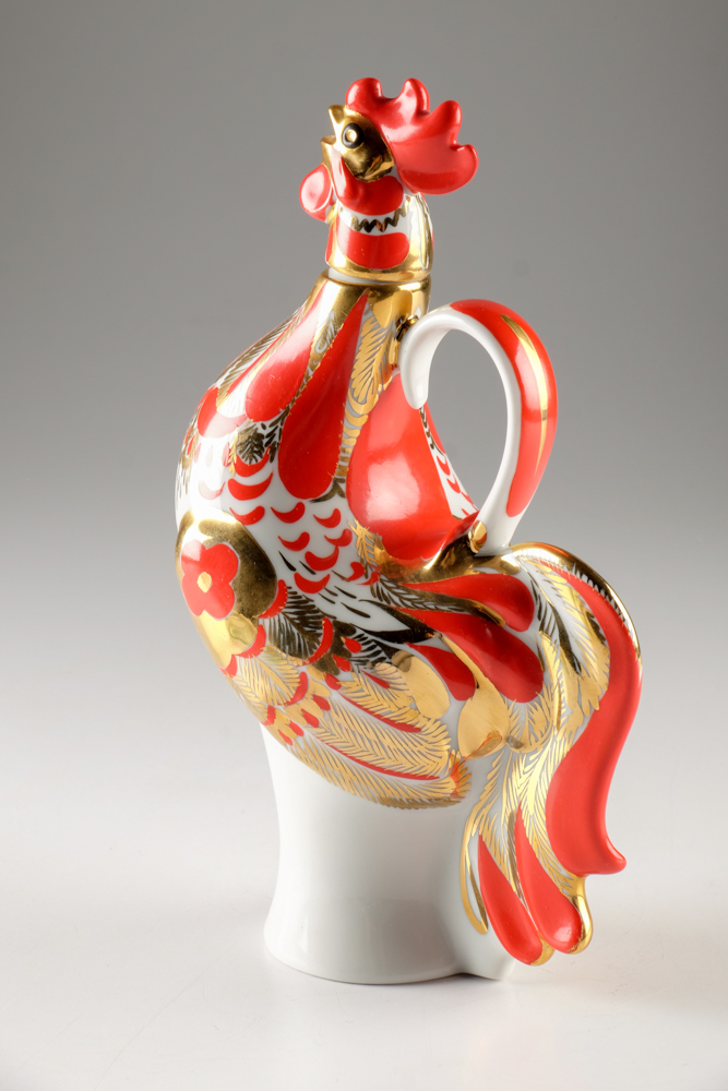 Vintage Russian Porcelain Rooster Decanter
