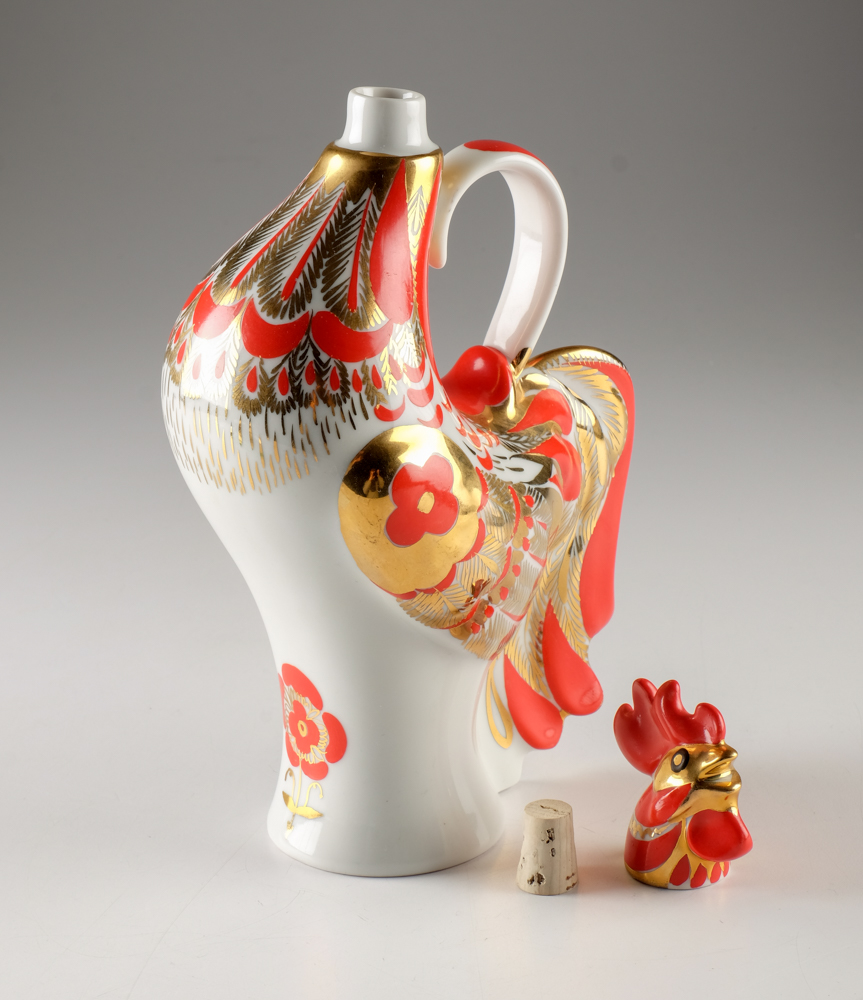 Vintage Russian Porcelain Rooster Decanter