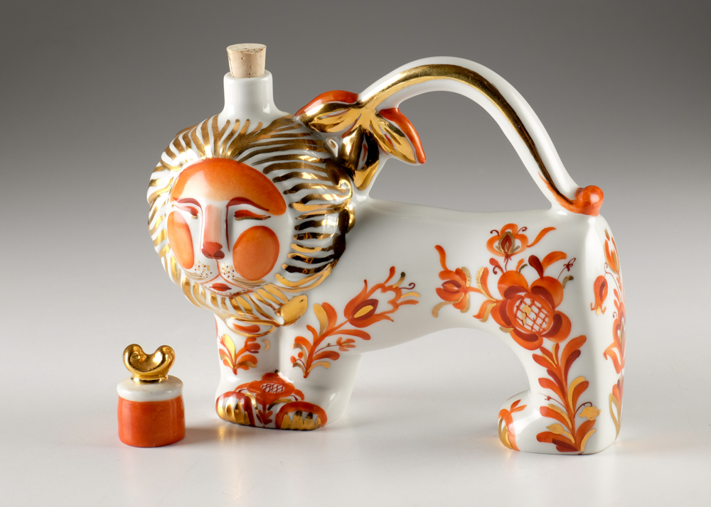 Vintage Russian Porcelain Lion Decanter
