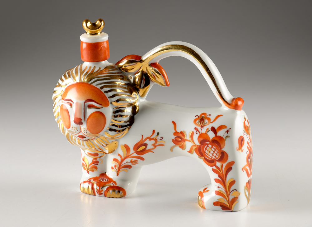 Vintage Russian Porcelain Lion Decanter