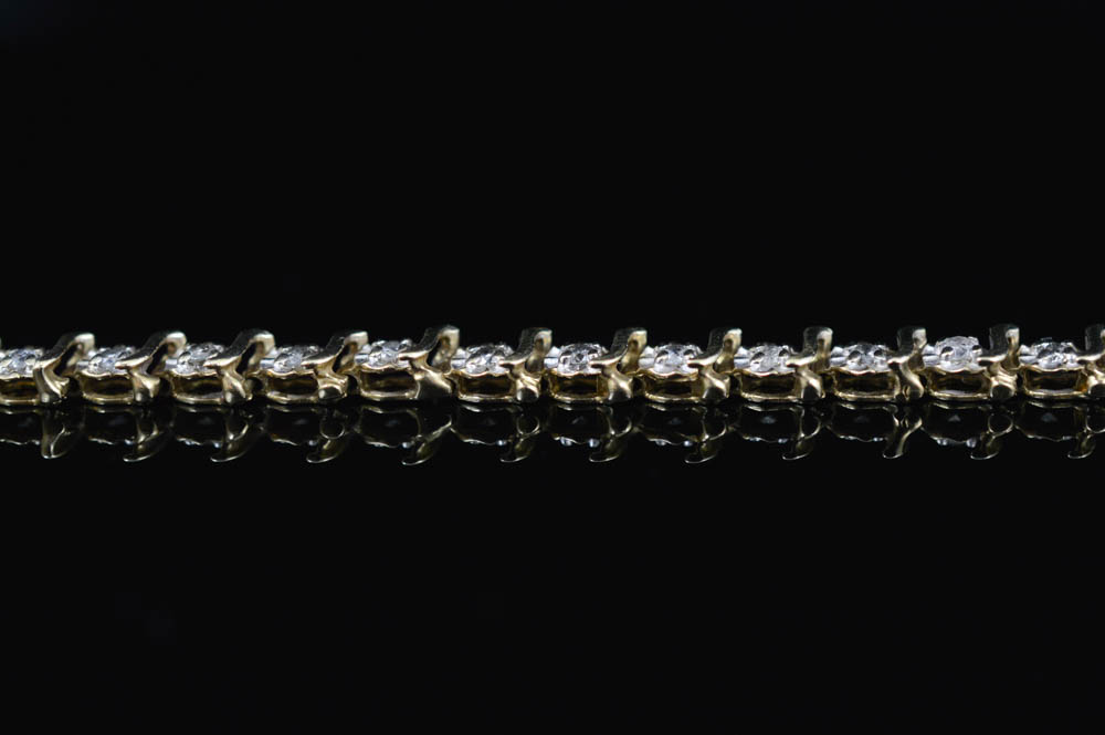 10K Gold and Diamond Tennis Bracelet