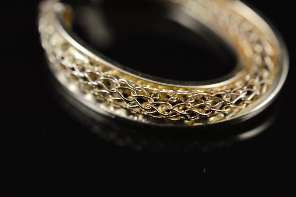 14K Gold Filigree Hoop Earrings