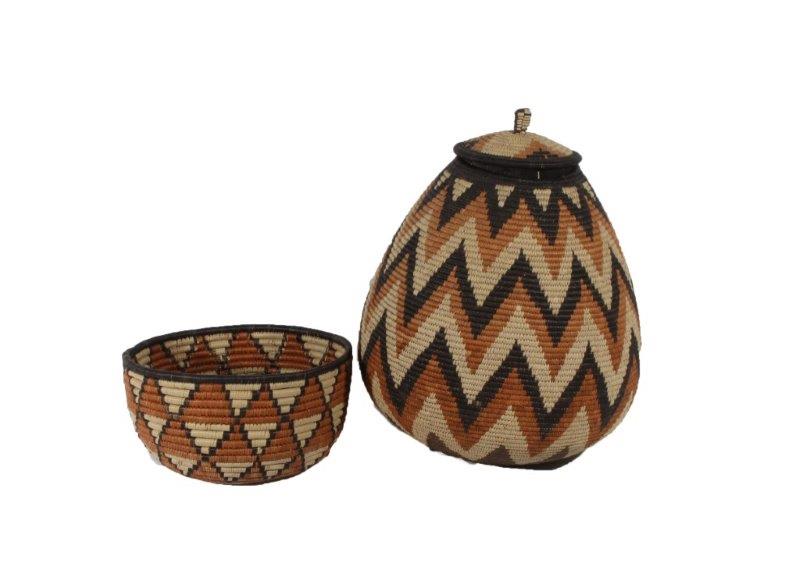 Pair of Hand Woven African Baskets
