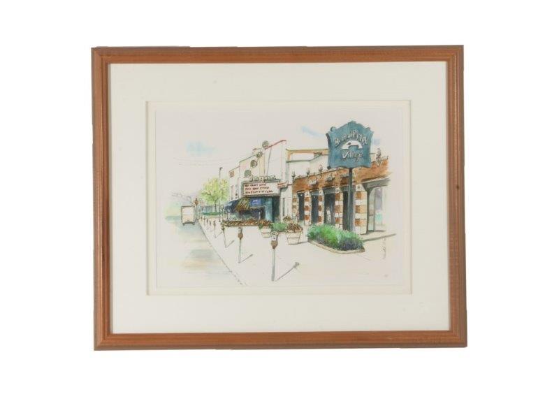 Original Signed Watercolor of Broad Ripple Village