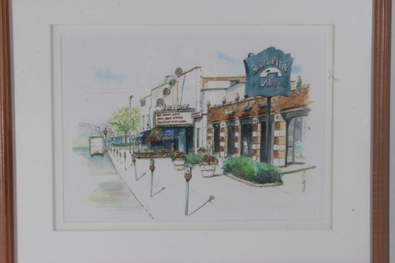 Original Signed Watercolor of Broad Ripple Village