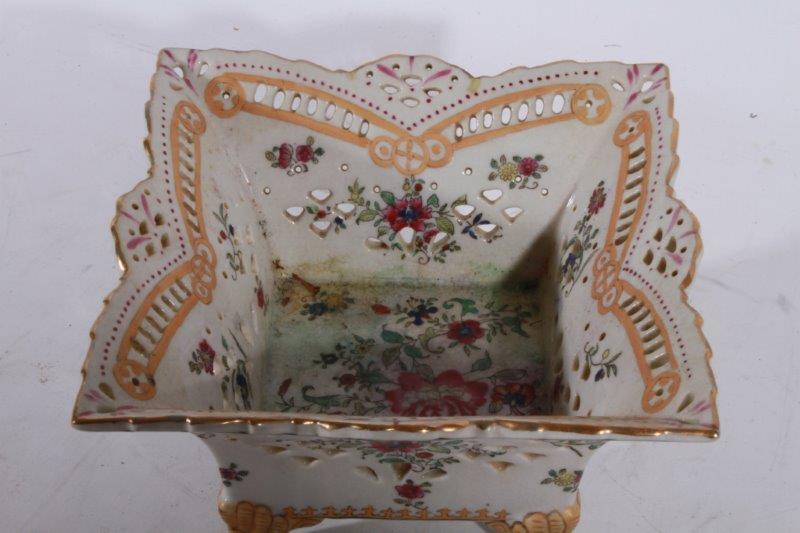 Vintage Footed Vase in Square Shape