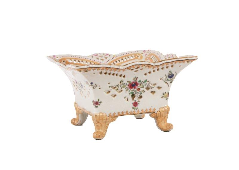 Vintage Footed Vase in Square Shape