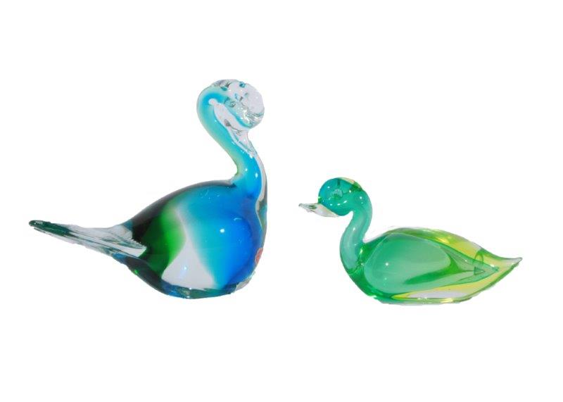 Pair of Glass Bird Sculptures