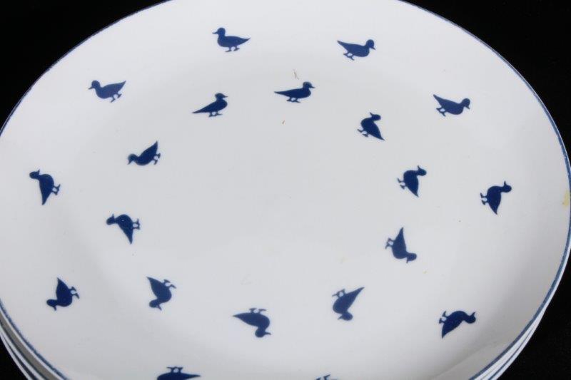 Set of Blue Ducks Porcelain Plates and Bowls
