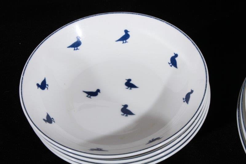 Set of Blue Ducks Porcelain Plates and Bowls