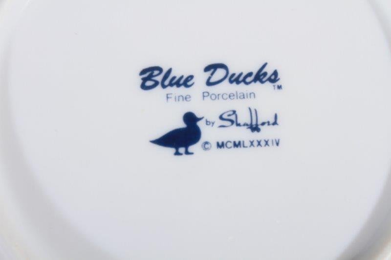Set of Blue Ducks Porcelain Plates and Bowls