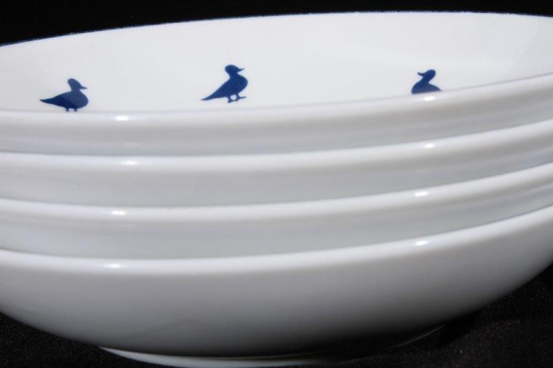 Set of Blue Ducks Porcelain Plates and Bowls