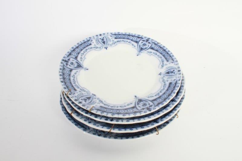 Quad of Antique Flow Blue Plates