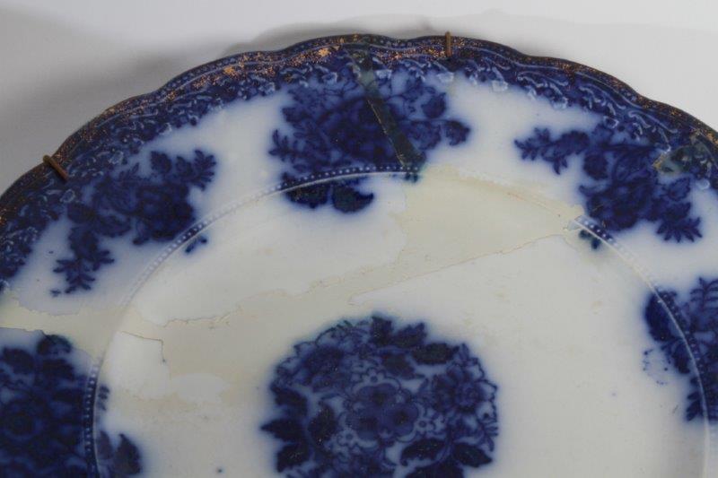 Assortment of Vintage Flow Blue Plates