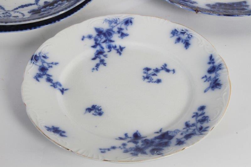 Assortment of Vintage Flow Blue Plates
