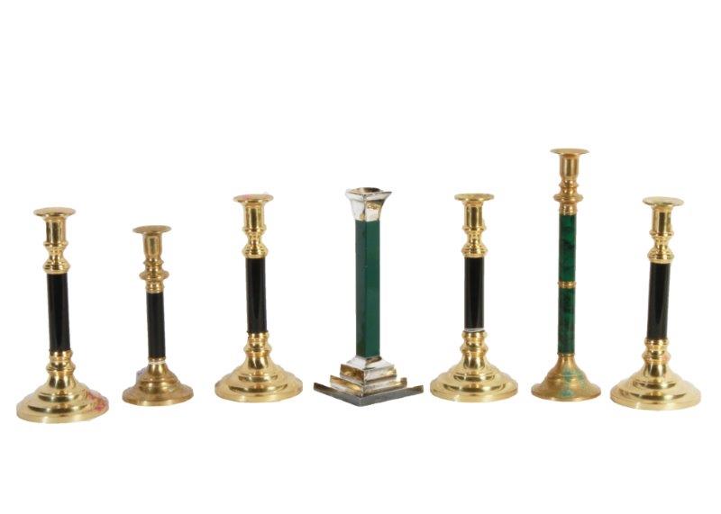 Assortment of Brass and Metal Candlesticks