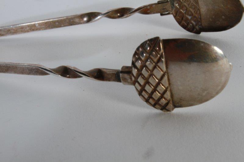 Sterling Acorn Sugar Cube Tongs