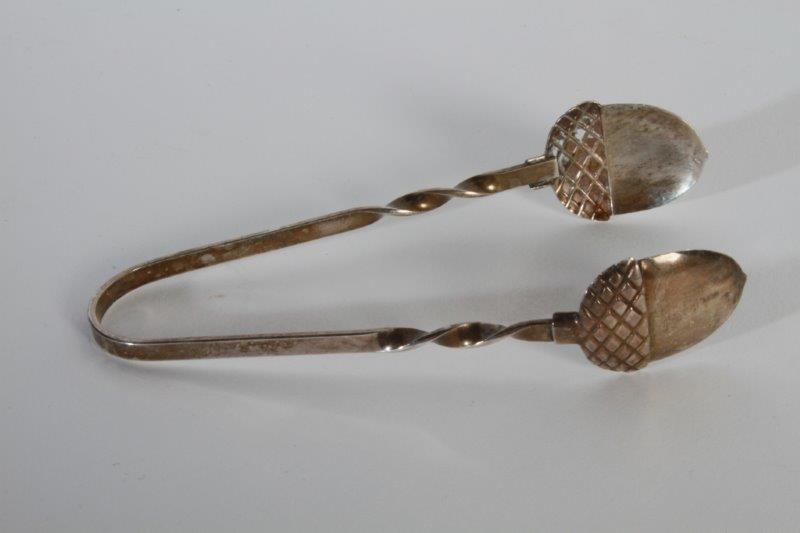 Sterling Acorn Sugar Cube Tongs