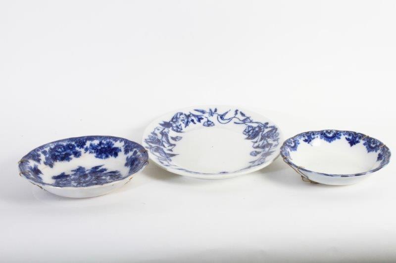 Trio of Flow Blue China