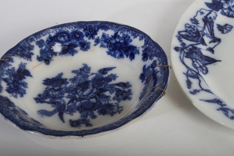 Trio of Flow Blue China