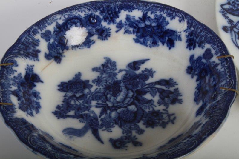 Trio of Flow Blue China