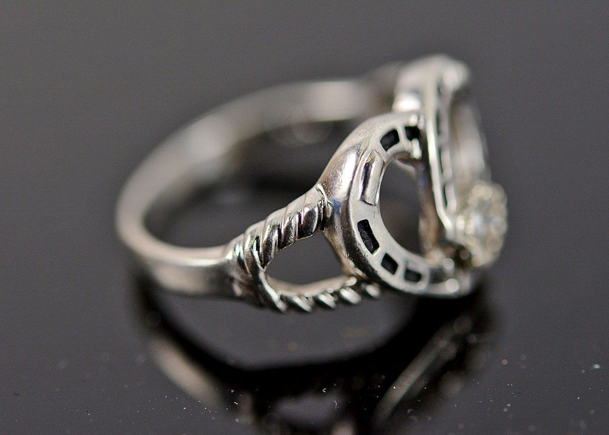 Diamond Double Horseshoe Sterling Silver Ring
