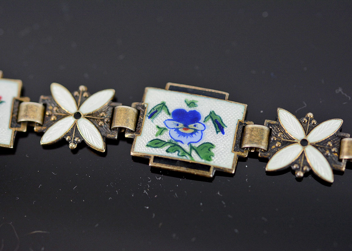 Vintage Norne Enamel and Sterling Bracelet