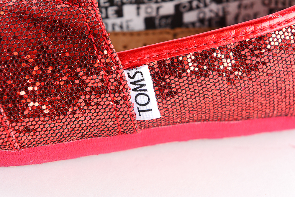 Children's Red Glitter Toms Slip On Shoes