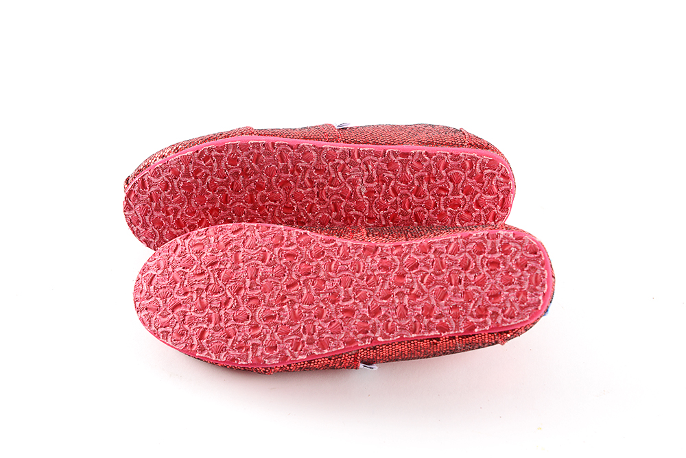 Children's Red Glitter Toms Slip On Shoes