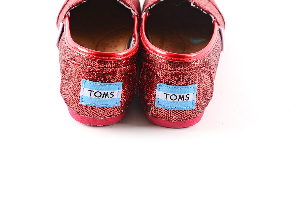 Children's Red Glitter Toms Slip On Shoes