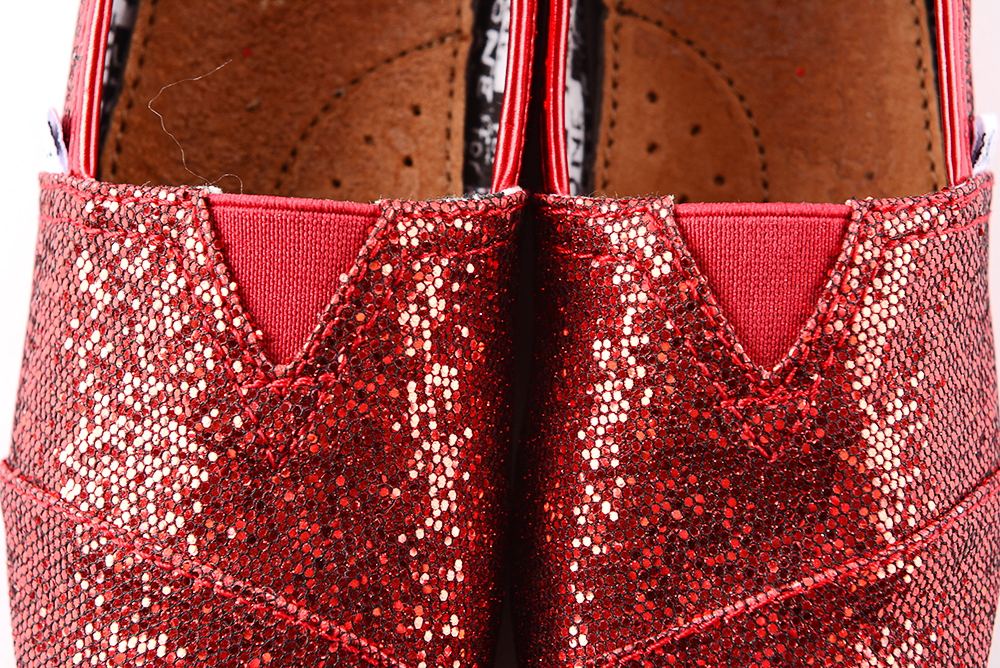Children's Red Glitter Toms Slip On Shoes