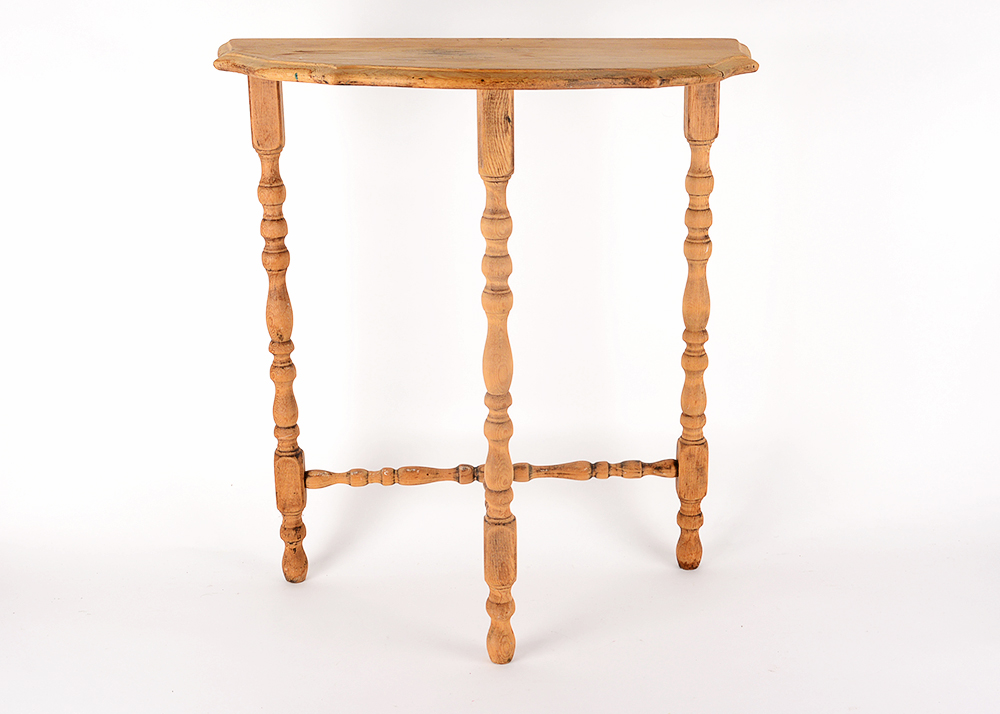 Three-Legged Bare Wood Accent Table