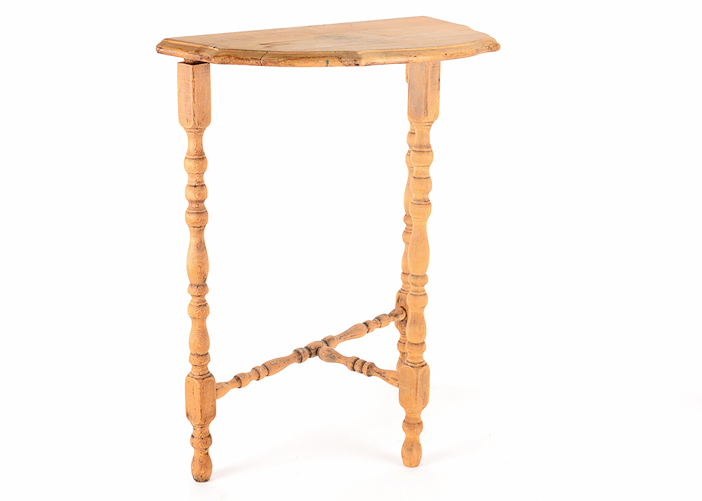 Three-Legged Bare Wood Accent Table