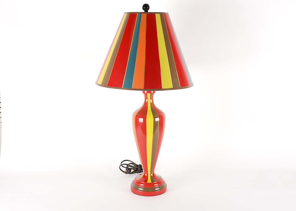Multi Colored Striped Table Lamp