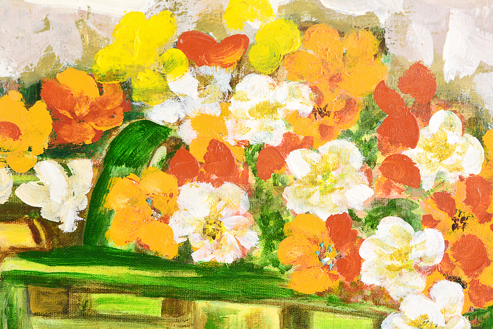 1970s Still Life Oil Painting on Canvas