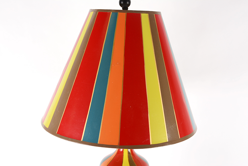 Multi Colored Striped Table Lamp