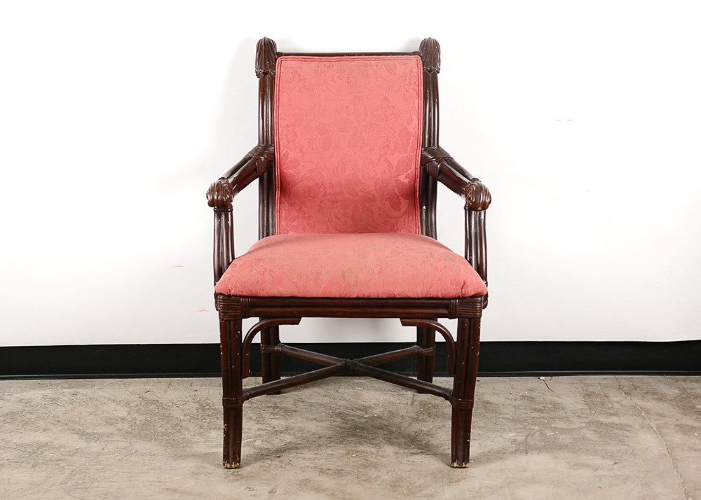 Faux Wood and Wicker Upholstered Chair