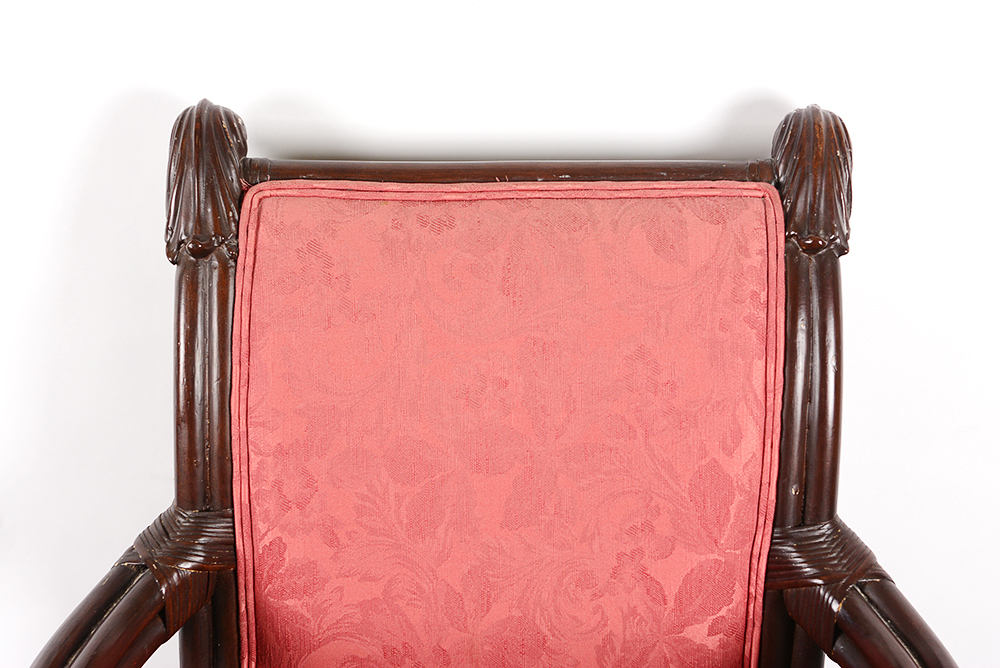 Faux Wood and Wicker Upholstered Chair