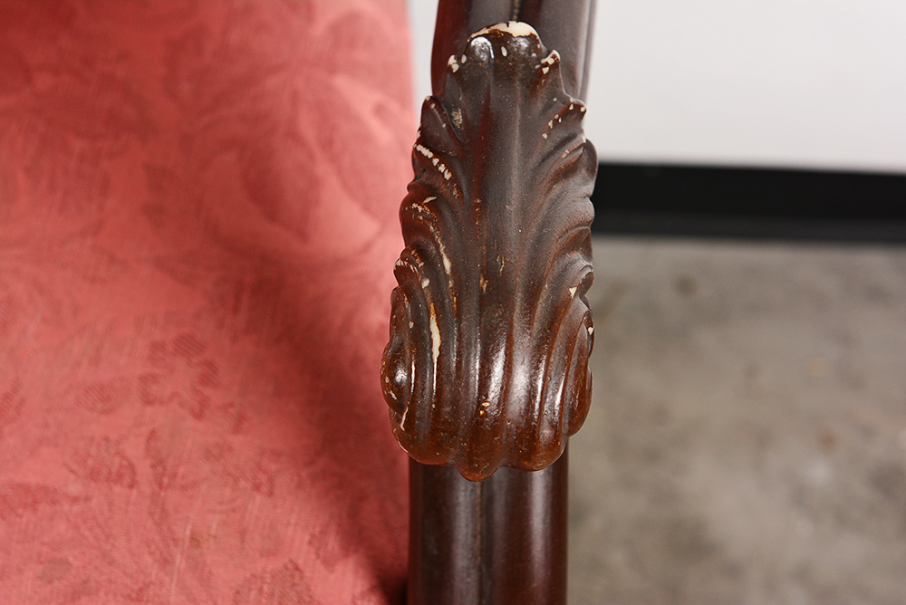 Faux Wood and Wicker Upholstered Chair