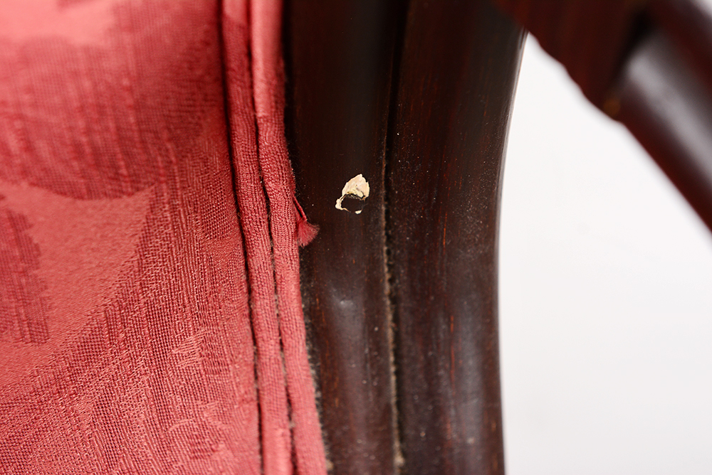 Faux Wood and Wicker Upholstered Chair